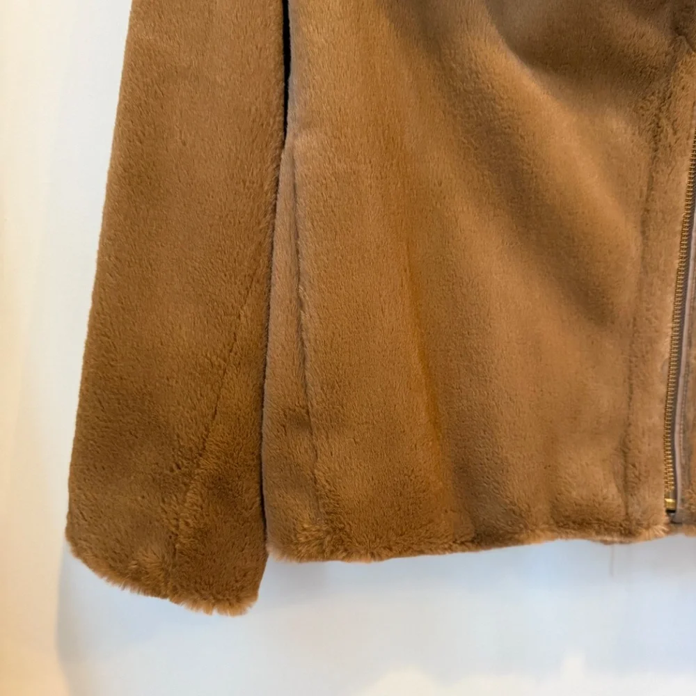 Vince Faux Fur zip moto jacket size Large - Picture 8 of 12